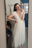 Fits just as expected for the size. The shoulders were a little looser than I expected them to be but with some fashion tape it was easily fixed. Gorgeous dress, perfect for engagement photos or for lowkey wedding events like dress shopping. Slightly see-through if you wear dark Undergarments but other than that really well made. - Jenna H.