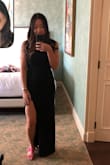 This dress is so flattering and classy! I wore this to a black tie wedding. The chest part on the left side (without the strap) would slowly slip down at times. I tried using dress tape to keep it in place. I also was really happy that I did not need to hem it. I am on the shorter side (5' 3") and I was able to wear it comfortably with heels. I know I can wear this dress again in the future for another wedding or a date night! - Kim T.