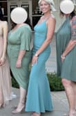 The dress was beautiful and long which I was pleased with as I am very tall and worry about length. Unfortunately, the back seem was not sewn well. I was self conscious because of this the whole night. Disappointed with that. - Jamiee L.
