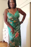 Love this dress. The jewel tone green is fabulous and luxe looking.  I ordered the XL, slightly loose. Looking forward to wearing it to Green Glow party on upcoming Thanksgiving Cruise. - Angela K.