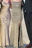 Def recommend! Super flattering and fit like the glove aside from length which, being short, I assumed I'd need some adjustments there. The only not great thing was that the shine effect is caused by actual glitter and I'm not a big glitter fan as it tends to shed but it was manageable! Perfect dress for the black, white, and champagne (gold) event I purchased it for. - Sam C.