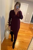 Great dress to wear with a coat or cardigan the back is beautiful and the color - Alicia