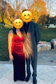 This is perfect for a fall wedding! I'm always hesitant to buy low cut dresses because of my busy size but this dress was comfortable and the straps were the perfect length. I felt like I had great coverage. I felt like I could have gone braless but chose to use boob tape to avoid any issues. The length was perfect for my height and the dress was just above the ground with a 2 inch heel. The color looks red in this photo but it's more purple in person. I received many compliments. I highly recommend! - Kaitlin B.
