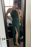 Fits absolutely perfectly. I have a large bust but small everything else and it's hard to find a dress that fits my waist and also squeezes in my boobs lol. It's definitely a little tight in my chest but I like the support. I will say though it's very long and you will need high heels if you're not naturally tall! - Lauren L.
