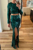 If you're even remotely considering this two piece - JUST DO IT!! It is absolutely stunning and fits true to size. Lulu's is my go-to for special occasion dresses because of the quality, price and fit. I'm tall and every dress I've ordered from here allows me to wear sexy shoes with a heel and still have the bottom graze the floor beautifully. I'm more of an athletic build and it hugs my curves perfectly. 10/10 recommend! - Christina G.