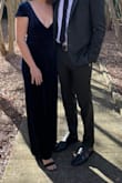 Loved the style and fit of this dress! The navy blue was perfect for the black tie optional wedding we attended. I have a fairly small chest, but it fit well and didnt move around. - Bonnie M.