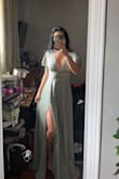 I ordered this dress for a wedding and it was my first time ever ordering on Lulus because I simply couldn't find anything I liked anywhere else. Aside from having to pay some duties, it arrived very quickly with regular shipping to Canada and omg it was so worth ever penny. I ordered it in a small and it fits like a glove!!!!! The quality was beyond my expectations and makes my smaller chest look so good even with the deep neckline. It is quite long so if you're not wearing at least 6 inch heels it will drag on the floor a little but I'm too lazy to get it altered so i'll deal with stepping on it slightly. 10/10 would recommend for a wedding guest. - Monika L.