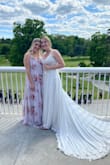 Wore this as a maid of honor dress. The quality is good and it ties at the waist so good for adjusting the size. I wish it wasn't as cleavage as I couldn't wear a bra with it but that's my personal preference. - Kaleigh M.