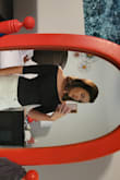 This 3/4 length off the shoulder T is very cute. Love the off the shoulder detail and it doesn't roll up. - Kelsey L.