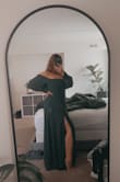 I plan on wearing this to a wedding I have in December and I love how this dress makes me feel! I think the length will be perfect when I add heels! I also love the thigh slit and think it would be cute to add some jewelry there! - Tylar Y.