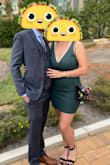 This dress is everything I was going for - simple, but beautiful and a little bit sexy. It fit true-to-size, but didn't necessarily love my postpartum stomach/boobs. Before ordering the dress I noticed it is recommended for bust sizes A-C, and that seems very accurate. However, I wanted to make it work because it was so cute! 

When I first tried it on, the deep-plunge neckline sat very weirdly on my chest; the metal "V" sewn into the fabric poked outwards instead of lying flush against my skin. To remedy this, I made a 1/2 cm cut into the fabric, removed the metal "V", then spent less than 5 minutes sewing up the hole (and closing the neckline slightly so it was a bit less revealing).  I wanted to make sure I disclosed this information for anyone reading this review, because in my attached picture, I'm wearing the dress after making these slight alterations. 

I love this dress, and definitely recommend it, even for busty girls! :) - Emily M.