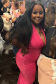 I wore this jumpsuit to the Lizzo concert and received so. many. COMPLIMENTS! The color is stunning and the sequins shine so bright. I am on the shorter side, so even with heels, the jumpsuit was way too long for me. Also, the halter top of the jumpsuit was loose, so I think I could've sized down to the LARGE. I'm obsessed with this piece and can't wait to wear it again! - Briana S.