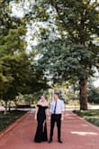 Our wedding in 2020 was not what we envisioned, so we treated ourselves to an anniversary photo sesh! I ordered this dress in both black and light blue and ended up going with the black for the photos (still kept the blue, though). Great fit with GREAT stretch! It's super comfy; I thought the shoulders would bother me, but they're perfectly fine! I didn't wear a bra underneath and felt secure! Only issue was zipping the dress was a little difficult over the waist seam, but I found what worked for me was to zip it up past that point before putting the dress on over my head. The length of the small was perfect for me (5'5") with some ~2 inch heels. Will definitely rewear both dresses again and again! - Catherine K.