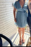 Dress was a great fitting, wasn't too tight or too loose. It doesn't have a zipper, so you do have to tie it on. Perfect for a brunch or semi formal occasion. - Amy C.