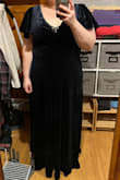 The quality of this at the price is really incredible. Its weighty velvet that smooths rather than clings to every little bump. Fiancé was speechless and could not keep his eyes off me all night at the wedding we attended. Excuse the try on pics, I sadly didnt get any of us at the wedding.

The one thing that could have made this better was a modesty snap that I could have used to close up a bit of the front so that I could wear a normal bra. As it was, a deep plunge bra still showed a bit even after using a lot of double sided tape. - Allyson T.