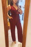 The fit is true to size, it doesn't have much stretch at the waist but fits me like a glove. The pants have another layer of fabric which feels nice and soft. I love the color (same as pictured) and the lace detail gives it just the right amount of sexy. I wore it to work with nude heels and it was perfect! - Samaris D.