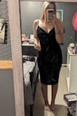 The dress fits perfect! It's snug and hugs my body, but just right! The bust area is a tab bit too big for my 36C but not by much. Probably wouldn't adjust the top of it wasn't for a wedding! Got it in the green and it's such a pretty color, true to the color in online (looks really dark in my photos due to lighting). Also, this was my first time ever using Lulus, it was a great experience! Definitely will be recommending to friends and family! - Abigayle W.