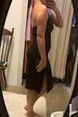 I loved it but unfortunately, it just wasn't "semi-formal" enough for the wedding I bought a few dresses for. Really loved the thin spaghetti straps. The fabric wasn't thin and didn't feel cheap. It did have stretch to it. After having three babies I don't have the flattest stomach in the world but I still felt really good in it. If I had another event to wear it to I would have kept it. - Morgan H.