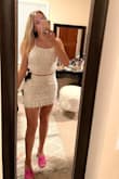 I'm having a destination wedding in Mexico and this set is PERFECT for going out! It is super fun and unique. The skirt is a little difficult to get over the booty but once you do, the waist looks really flattering. I recommend ordering your regular size, but if you are in between, you may want to size up rather than down because of the skirt. - Kiana H.