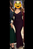 Bought this for a wedding today I was a guest in. Fabric is very stretchy. I had to hem the bottom of the dress as I'm vertically challenged at 5'2. Took off approx. 5 inches and wearing 4 inch heels in photo. - Kristina S.