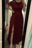This dress was perfect for Barrister's ball (las prom) and I didn't feel underdressed. I suggest wearing it with heels so the dress doesn't drag on the ground too much (I'm 5'6). I love the slit detail and back cutout. It made the dress elegant and classy but still fun. - Emily T.
