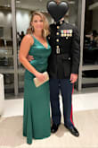 Wore this dress to our ball and it was so beautiful and comfortable! I got so many compliments and the green color is so pretty in person. I got it hemmed a few inches and got the straps taken in a little bit, but the material has a lot of stretch and fit great everywhere else. 10/10 recommend. Especially for the price! - Rebecca C.