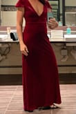 This dress is a showstopper! Want to feel sexy without revealing too much?? This dress is for you! 

The fabric feels luxurious and looks high end without the high end price tag. The deep plunge and silhouette are incredibly flattering - especially on a smaller bust. A little body tape with go a long way if you have concerns about popping out. 

If you have a formal event this fall/winter, don't hesitate on this dress! - Tess J.