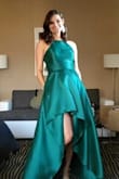 I was very happy with this dress. After steaming out the wrinkles, i wore it to Marine Corps Ball. The green was perfect brightness. You have option to wear bra or no bra. I originally ordered a medium, could zip it, so a large was perfect. Highly recommend! - Valerie K.