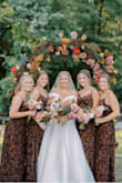 Everyone was absolutely obsessed with my girl's bridesmaids' dresses. They went perfectly for my Sept 16 wedding in PA. The sun reflected on the copper flowers of the dress beautifully and they were so unique which is what I was looking for instead of the standard single color everyone usually chooses for BM! So many guests complimented me on them. I will say the quality is not the greatest, 2 of the dresses ripped at the seams by the end of the night so don't expect them to last more than one event for sure. Crappy quality, but beautiful pattern. - Jenny B.