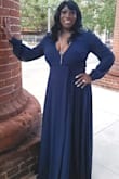 This dress was exactly what I needed and fit my shape perfectly (XL) with a VERY forgiving and flattering midsection cut and wrap around style that's guaranteed to fit! With three inch heels, I was able to walk normally without holding the dress up to avoid tripping. Simply elegant! - CYNTHIA B.