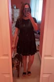 This dress was cute and perfect for New Year's Eve or wintery parties. The dress hit at mid thigh and was nice and loose. The sleeves were fine but a bit more loose than pictured. I ended up not keeping it because, on me, it looked cheaper than $80. I'm short so I think on the right person it would look better. Overall- very cute and festive but didn't keep due to its overall look on me. - Kelsey M.