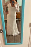 I was skeptical about this dress with the price point being so cheap, but this is the perfect dress! The fabric is heavy and not see through, the lace is very soft. It fit me so well! I love everything about it! My only small issue is the zipper tends to get stuck, but it stretches enough I can lift it straight above my head to remove if needed. - Whitney C.