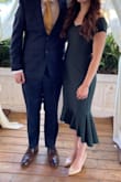This dress is absolutely stunning and it is SO flattering! The material is nice and thick and it's a bit stretchy too. Honestly my favourite dress ever. Its just sooooo pretty in such a classy way. Also& did I say FLATTERING!? - Catherine M.