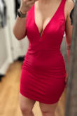 This dress is an overall stunner! The matireal is very flexible! The hook above the zipper could use some improvement but it's a super easy fix. If you have small shoulders like me the straps can slide off easily but some clothing tape or a trip to the tailor can fox that, and it can easily be worn with a strapless bra. - Mikayla F.