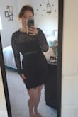 This dress is perfect for a holiday party, but I would size up, I usually wear a small and i returned for a medium. The sleeves are a bit of an awkward cut, cant raise your arms fully but not a bit deal just for a dinner dress. If you like the style its a good purchase - Rebecca C.