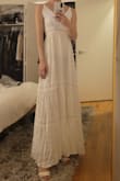 Chose this off Lulus for my beach wedding. 
The length was perfect. Fell a cm above the ground on flat feet, and an inch above the ground once I had my low heels on. I am anywhere from an xs to xxs, as I'm quite small chested I went for the xxs and it was just perfect. No gaping at the chest and there's elastic around the back so that it fits snug but not too tight. Slightly see through but nude underwear would do the trick. 
Soo comfy and breezy and I will be able to wear it casually in the future too ! - Amy K.