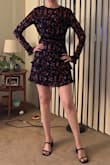 This dress is super cute and fits well overall. I like short, so the length was perfect for me and the sleeves weren't too long. The velvet band was too tight, even though I have a small waist. I didn't exchange for another size because everything else fit perfectly. I wore this to a wedding rehearsal dinner, and got lots of compliments! - Caitie P.