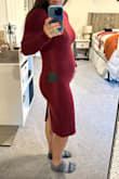 Bought this dress to wear for Christmas, super soft and comfortable. Pictured here wearing my regular pre-pregnancy size at 19 weeks pregnant. Can't wait to wear it next month. - Cayla M.