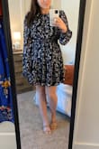 LOVE this dress so much. The pattern is so cute and even though I'm 5'0" it fit great lengthwise which is rarely the case with non-petite attire. - Kelly L.