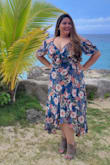 I loved how this dress looked. Wore it to a beach wedding and worked out great. One thing was at the bust I wish it had a hook or something I had to use a safety pin. Otherwise it worked great really enjoyed the wrap dress. - Juliana J.