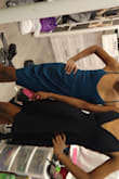 Material: great

If you are very small in the bust you will have to do an adjustment on the straps... they were too loose.  I added a crisscross strap to the Deep V Line, which she's not pictured with it on, but did add a pic of what I did. - Constance M.