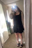I ordered a 1x. I'm typically like a size 14-16. I felt it was a little big in the top and around my waist. I also wished it were a little shorter, but with a smaller size it probably would have been a good length. The material was nice and definitely not see-through or anything so I wouldn't have worn a bra had I wore this out. I only took one picture but I attached it. - Kristina M.