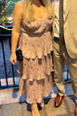 I loved the dress until I was at my event and noticed it had a hole in it that only increasingly got worse. Otherwise, it had a great fit and I didn't find the "extra material" in the front to be and issue- wish I could wear again! - Kelly O.