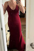 This is a really gorgeous dress. I didn't realize, but I had bought this in navy previously for a wedding. It fits great, is comfortable (like the sweats of fancy dresses), but most importantly looks great. The cut is perfect to give a shapely silhouette. The only thing is that it's quite heavy. I noticed throughout the day that the weight was pulling it down, exposing my bust a bit more than I had wanted. - Brandon Y.