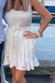 I love this! It became one of my go-to dresses this past summer. It is a nice silk fabric, not see-through and the tie on the waist looks great. I went for a Medium for a more appropriate length but could've done a small. - Molly G.
