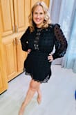 So a coworker of mine got this dress and I had to order it.. she did warn me it's short. Boy it's short.. however, it looks amazing and I feel great in it. It's well made. I would hand wash and air dry it. It's very delicate. I have big boobs and a plump butt so it fit me. Thank goodness I lost my little muffin top prior to the dress. If you have a little stomach, order up in that part. I went with a medium and it fit me like a glove. - Katherine G.