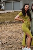Bought this dress to wear for my sister's birthday on St. Patrick's day and got so many compliments! The only thing is that the top is super tight and has no stretch! Everything else is stretchy and comfortable. - Tina M.