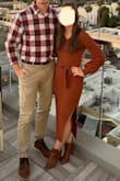 I LOVE this dress! It's a nice thick material, hugs in all the right places, and is such a lovely rusty brown/red color. I wore it for thanksgiving and got a lot of compliments! It was a bit longer than I like my midis and may get it shortened. Definitely reccommend! - Molly B.
