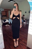 Love the feel of this dress. Super flattering! Super sexy. I usually wear a small and ordered an extra small because I knew it'd be stretchy. Super happy I sized down!! - Amanda T.