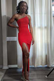 I received multiple compliments on the dress! I was scared to try such a high split but hubby said it was fine. The Marine Corps Ball didn't see me coming!! - Leola M.